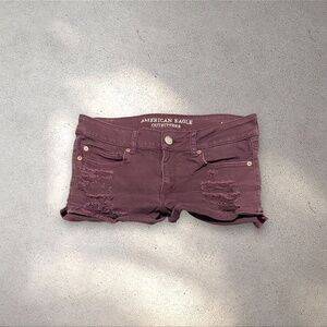 American Eagle Oufitters Mid Rise Burgundy Mini Shorts